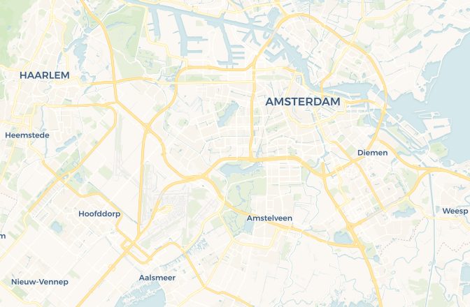 Map of Amsterdam Airport Schiphol and Amsterdam, Netherlands