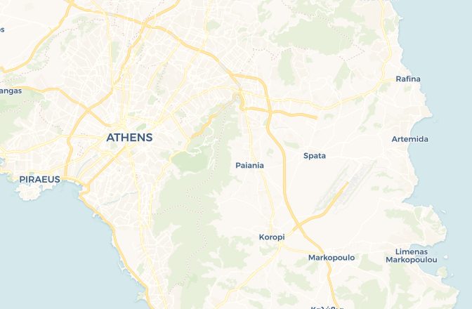 Map of Athens International Airport and Athens, Greece