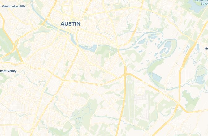 Map of Austin–Bergstrom International Airport and Austin, Texas, United States