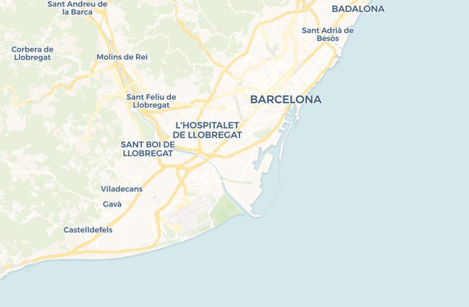 Map of Josep Tarradellas Barcelona–El Prat Airport and Barcelona, Spain