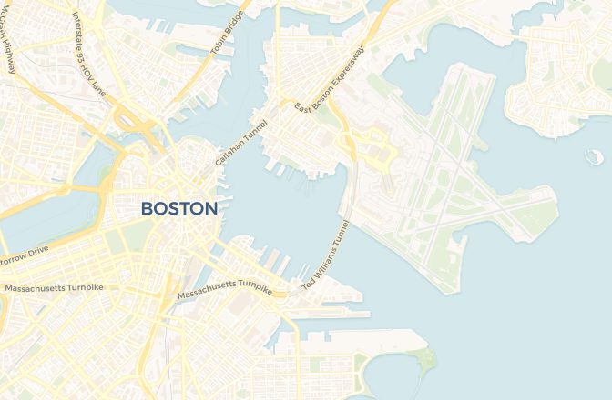 Map of Logan International Airport and Boston, Massachusetts, United States