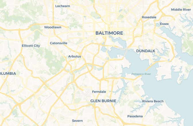 Map of Baltimore/Washington International Thurgood Marshall Airport and Baltimore, Maryland, United States