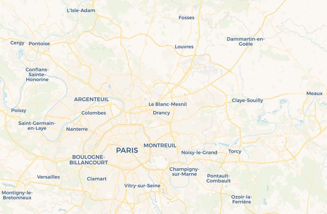 Map of Paris Charles de Gaulle Airport and Paris, France