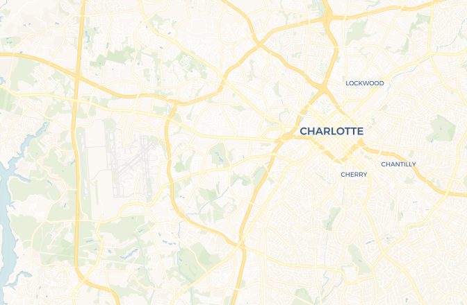 Map of Charlotte Douglas International Airport and Charlotte, North Carolina, United States