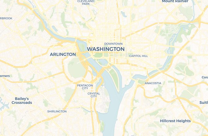 Map of Ronald Reagan Washington National Airport and Washington, District of Columbia, United States
