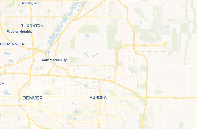Map of Denver International Airport and Denver, Colorado, United States