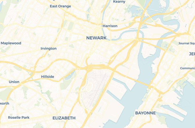 Map of Newark Liberty International Airport and Newark, New Jersey, United States