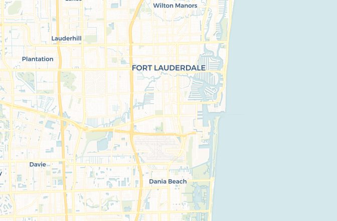 Map of Fort Lauderdale–Hollywood International Airport and Fort Lauderdale, Florida, United States