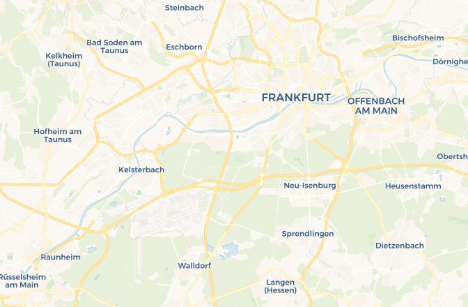 Map of Frankfurt Airport and Frankfurt, Germany