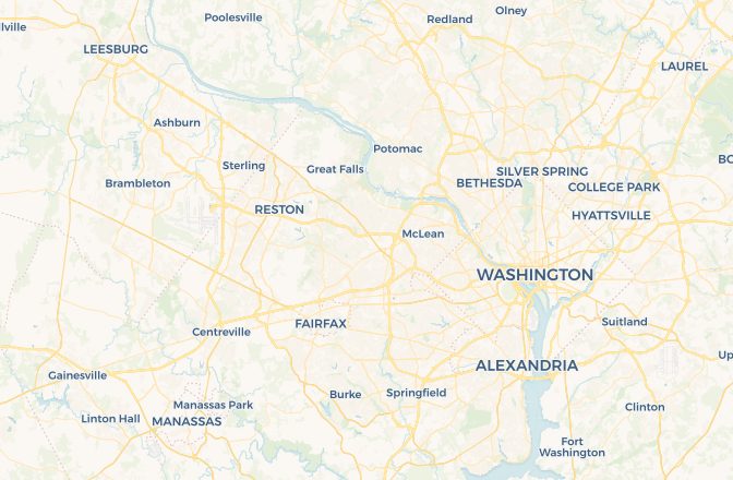 Map of Washington Dulles International Airport and Washington, District of Columbia, United States