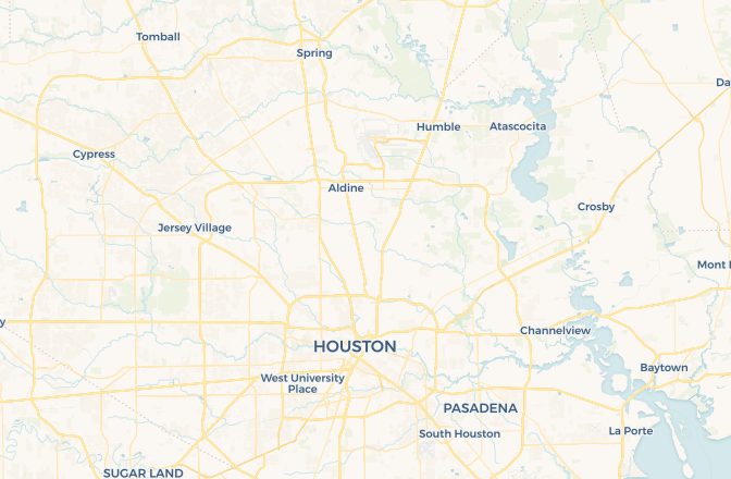 Map of George Bush Intercontinental Airport and Houston, Texas, United States