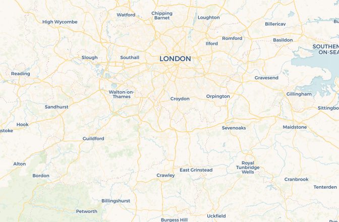 Map of London Gatwick Airport and London, United Kingdom