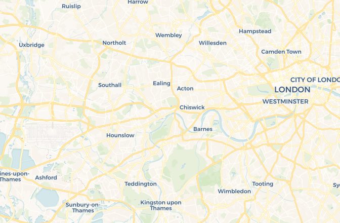 Map of London Heathrow Airport and London, United Kingdom