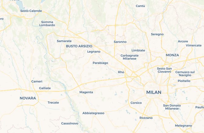 Map of Milan Malpensa Airport and Milan, Italy
