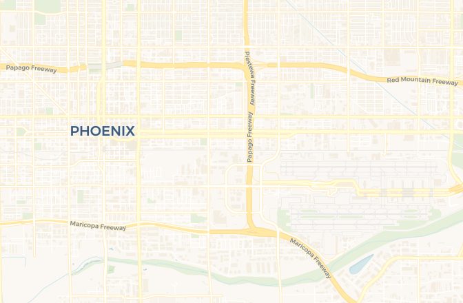 Map of Phoenix Sky Harbor International Airport and Phoenix, Arizona, United States