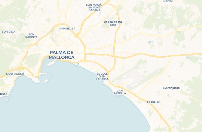 Map of Palma de Mallorca Airport and Palma, Spain