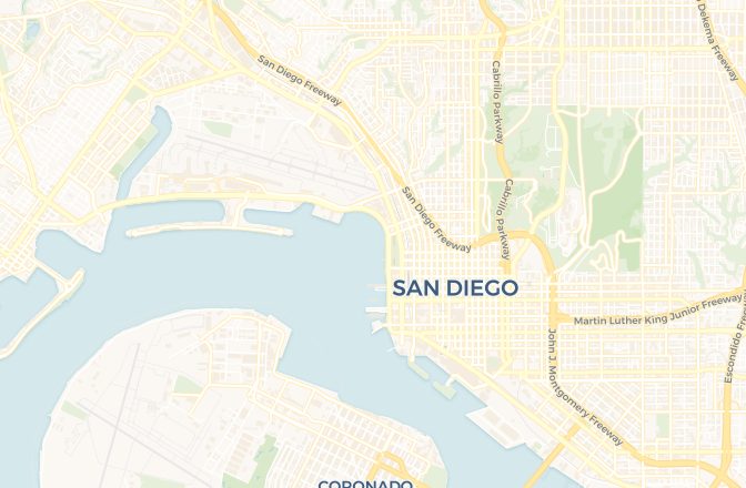 Map of San Diego International Airport and San Diego, California, United States