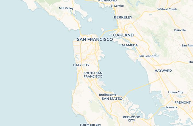 Map of San Francisco International Airport and San Francisco, California, United States