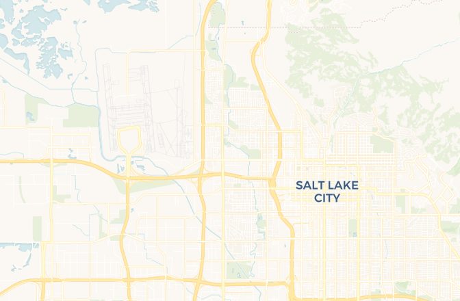 Map of Salt Lake City International Airport and Salt Lake City, Utah, United States