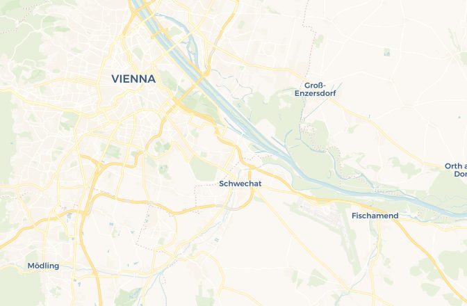 Map of Vienna International Airport and Vienna, Austria